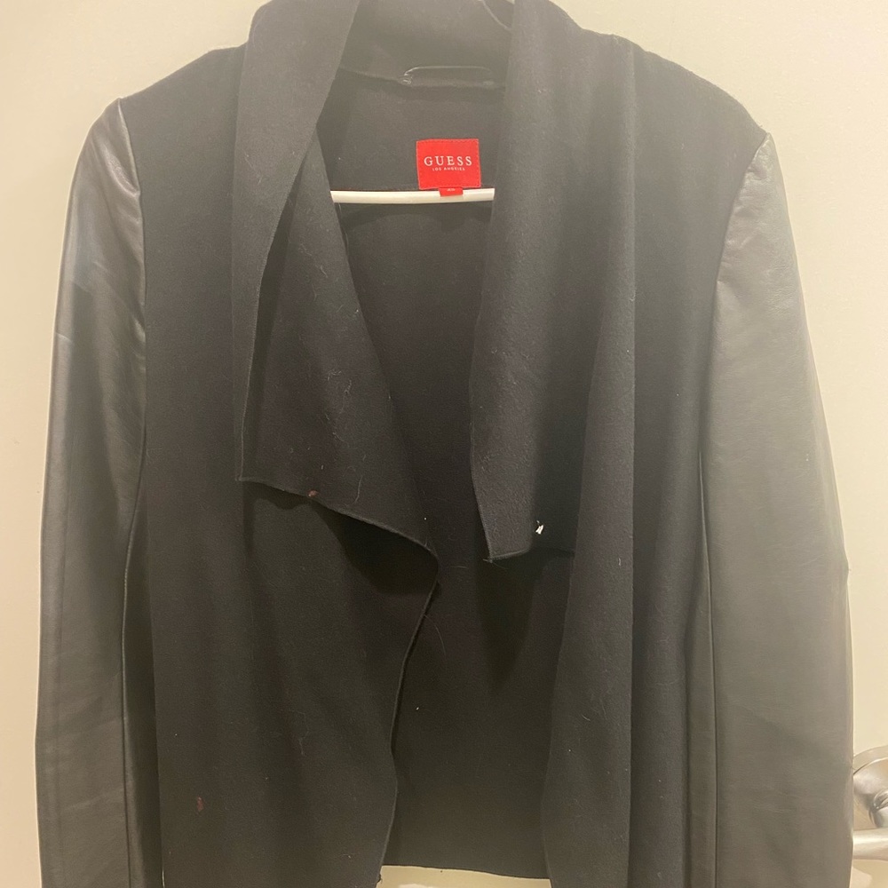 Guess waterfall jacket extra small, leather sleeve